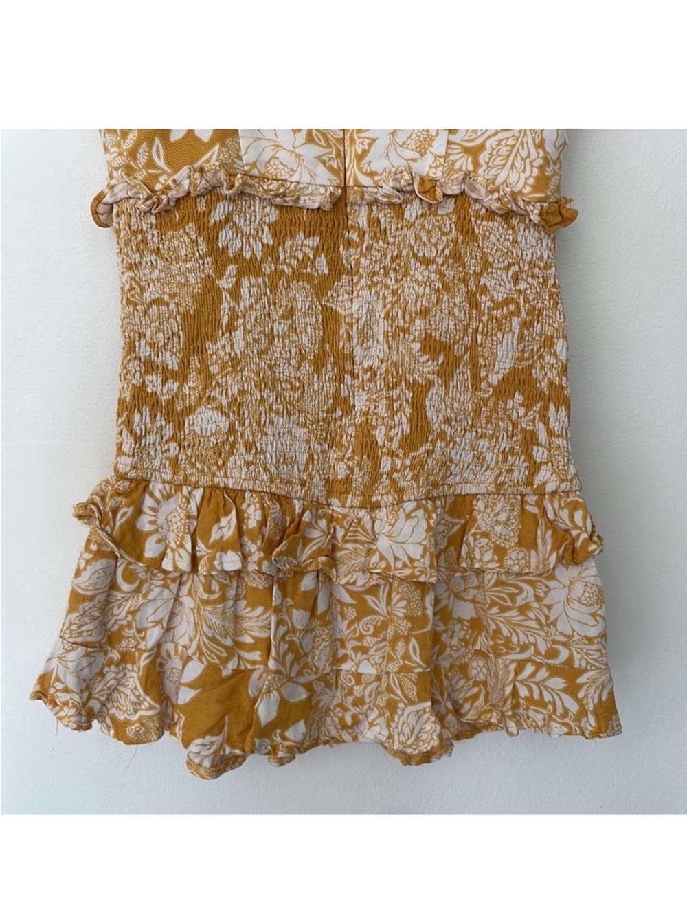 Hello Molly | On the Moon Yellow Sleeveless Ruffle Mini Floral Dress Medium 6 - Picture 3 of 5